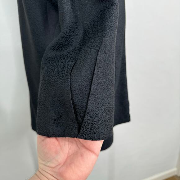 Eileen Fisher Longline Open Front Jacket Black Silk Work Minimalist Classic Sz M - Picture 4 of 10